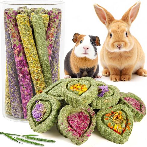 Sofier Rabbit Toys Bunny Toys Guinea Pig Toys 17pcs Natural Timothy Hay Treats Hamster Toys for Teeth Handmade Rabbit Treats and Chews Chinchilla Rat in Saudi Arabia