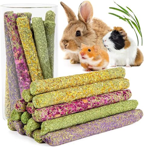 Sofier Rabbit Toys Bunny Toys Guinea Pig Toys 17pcs Natural Timothy Hay Treats Hamster Toys for Teeth Handmade Rabbit Treats and Chews Chinchilla Rat in Saudi Arabia