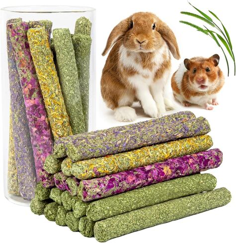 Sofier Rabbit Toys Bunny Toys Guinea Pig Toys 17pcs Natural Timothy Hay Treats Hamster Toys for Teeth Handmade Rabbit Treats and Chews Chinchilla Rat in Saudi Arabia
