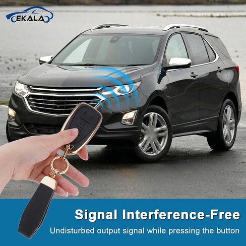 EKALA for Chevy Key Fob Cover Accessories, Soft TPU Key Fob Case with Leather Keychain for Chevy Malibu Cruze Camaro Traverse Sonic Volt Bolt Equinox 5 Button Upgrade Protector (Black) in Saudi Arabia