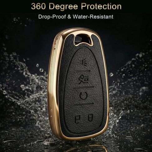 EKALA for Chevy Key Fob Cover Accessories, Soft TPU Key Fob Case with Leather Keychain for Chevy Malibu Cruze Camaro Traverse Sonic Volt Bolt Equinox 5 Button Upgrade Protector (Black) in Saudi Arabia