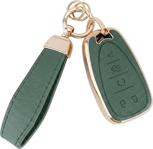 EKALA for Chevy Key Fob Cover Accessories, Soft TPU Key Fob Case with Leather Keychain for Chevy Malibu Cruze Camaro Traverse Sonic Volt Bolt Equinox 5 Button Upgrade Protector (Black) in Saudi Arabia