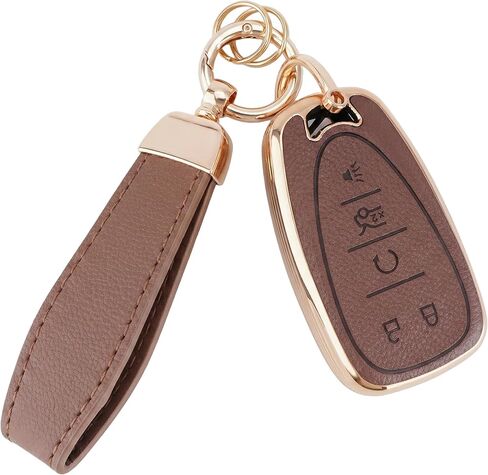 EKALA for Chevy Key Fob Cover Accessories, Soft TPU Key Fob Case with Leather Keychain for Chevy Malibu Cruze Camaro Traverse Sonic Volt Bolt Equinox 5 Button Upgrade Protector (Black) in Saudi Arabia