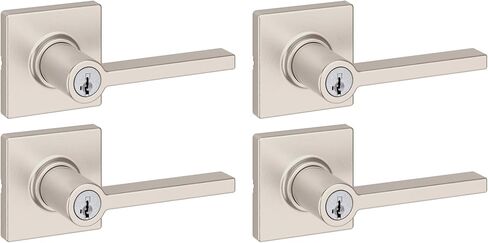 مقبض باب دخول Kwikset Casey مزود بقفل ومفتاح، ورافعة خارجية آمنة ذات مفتاح قابل للعكس، للمدخل الأمامي وغرف النوم، أسود غير لامع، وأمان المفتاح الذكي المقاوم للمفتاح والميكروبان in Kuwait