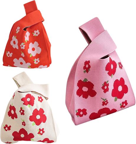 3 Pieces Women's Pocket Handbags Cute Knot Cufflinks Tote Bag, Suitable for all occasions (red) in Kuwait