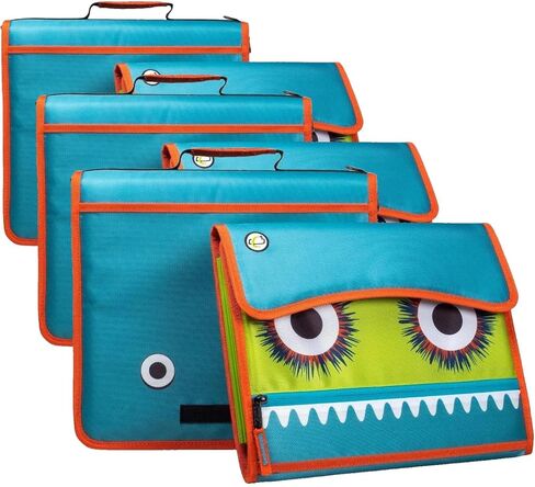 Case-It Monsters The Sidekick Zipper Binder, 5 - Color Tabbed Expanding File, Aqua in Saudi Arabia