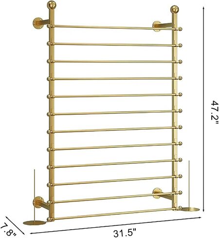 12-Layer Wrapping Paper Rack, Wall Mount Ribbon Spool Holder, Wrap Station Dispenser Ribbon Organizer Wall Mounted Display Rack for Flower Shop Sewing Tool Thread Storage (Golden, 31.5x7.9x47.2in) in Saudi Arabia