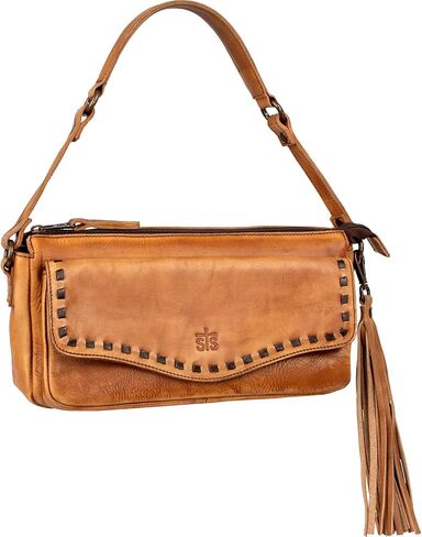 STS RANCHWEAR Women's Bandera Shoulder Bag | Durable Classic Leather Western Shoulder Handbag w/ Leather Tassel & Front Logo in Saudi Arabia