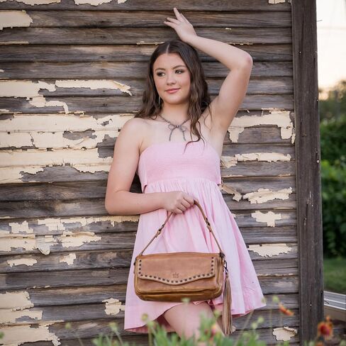 STS RANCHWEAR Women's Bandera Shoulder Bag | Durable Classic Leather Western Shoulder Handbag w/ Leather Tassel & Front Logo in Saudi Arabia