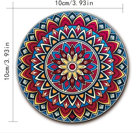 8-Piece Heat Resistant Non-Slip Coasters with Mandala Design, Colorful Drink Mats for Coffee Table, Decorative Cup Holders for Home Kitchen Dining Room in Saudi Arabia