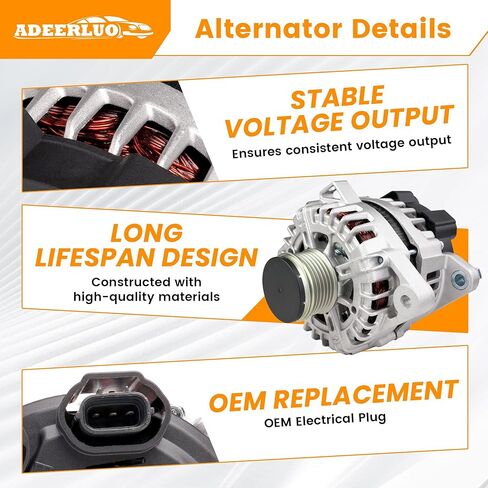 مولد كهربائي عالي الإخراج لسيارة Hyundai Sonata 2014 Santa Fe 2013-2016 لسيارة Kia Optima 2014-2015 Sorento 2012-2014 150Amp 12V CW 6-Groove Pulley 37300-2G800 37300-2G850 in Kuwait