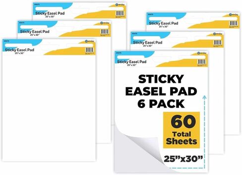 Enday Sticky Easel Pads 25"x 30" (2 Pack) - Anchor Chart Paper, Chart Paper for Teachers, Flip Chart Paper, 25 in x 30 in Easel Paper, Large White Easel Pads Self Sticky Chart Paper 30 Sheets Per Pad in Kuwait