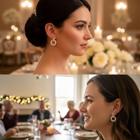 أقراط متدلية ذهبية للنساء، أقراط زركونيا مكعبة من الفضة الإسترليني مطلية بالذهب عيار 14 قيراط لحفلات الزفاف والحفلات الراقصة والحفلات هدية لها in Kuwait