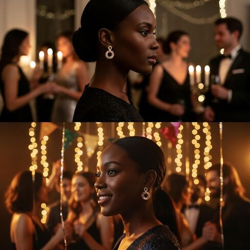 أقراط متدلية ذهبية للنساء، أقراط زركونيا مكعبة من الفضة الإسترليني مطلية بالذهب عيار 14 قيراط لحفلات الزفاف والحفلات الراقصة والحفلات هدية لها in Kuwait