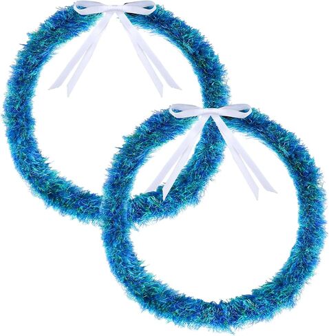 2 Pcs 2026 Graduation Leis Handmade Eyelash Yarn Hawaiian Lei with Kukui Nuts and Ribbon for Graduation Party in Kuwait