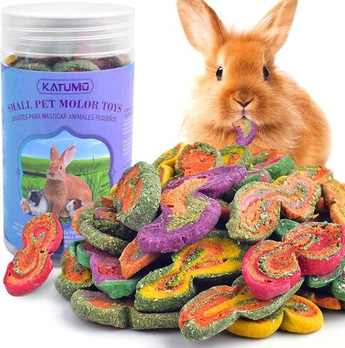 KATUMO Rabbit Chew Treats - 560g Mixed Natural Timothy Hay Pumpkin Carrot Beet Chew Toys for Rabbit Guinea Pig Hamster Bunny Chinchilla Gerbil Small Rodent Pets in Kuwait
