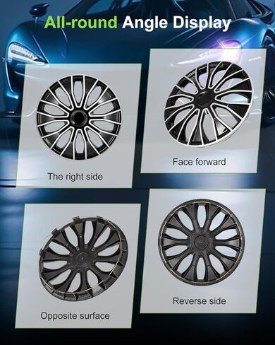 SCITOO 16" Wheel Cover Set of 4 Replacement 16 Inch Hubcaps Universal-Fit for Cars Trucks SUVs with Black Color in Saudi Arabia