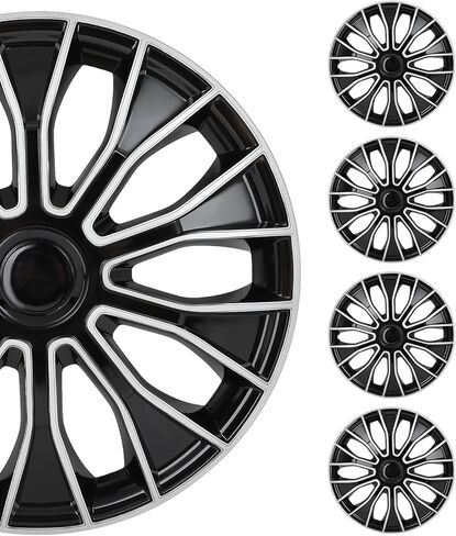 SCITOO 16" Wheel Cover Set of 4 Replacement 16 Inch Hubcaps Universal-Fit for Cars Trucks SUVs with Black Color in Saudi Arabia