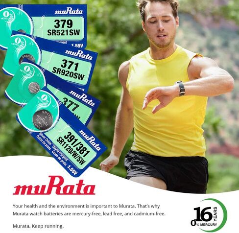 Murata 377 SR626SW Battery 1.55V Silver Oxide Watch Button Cell (15 Batteries) in Kuwait