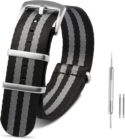 Watch Band for Lug Width 20mm/22mm Premium Ballistic Nylon, Comfortable and Breathable, Stainless Steel Buckle, Classic Nylon Strap for Men and Women in Kuwait