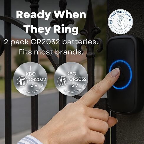 Wireless Doorbell Button Batteries (2-Pack) CR2032 – DEFIANT, Heath Zenith, Honeywell, LETSWILL, PHILIPS, SECRUI, TECKNET – Wireless Doorbell Button Battery Replacement Kit in Kuwait