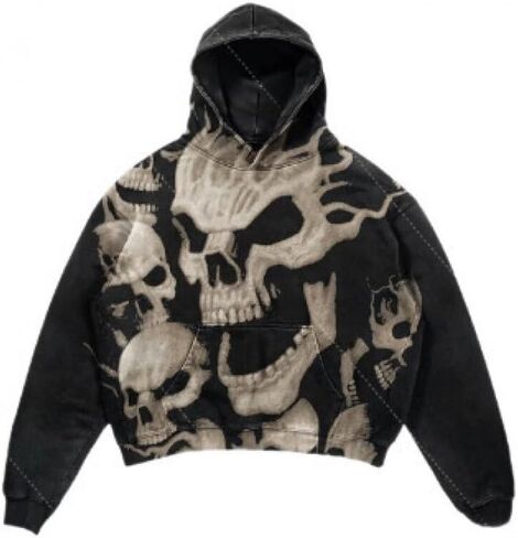 Y2K hip-hop retro hoodie, casual letter printed skull fashion sports pullover, couple Harajuku clothing in Saudi Arabia