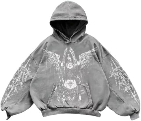 Y2K hip-hop retro hoodie, casual letter printed skull fashion sports pullover, couple Harajuku clothing in Saudi Arabia