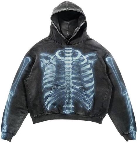 Y2K hip-hop retro hoodie, casual letter printed skull fashion sports pullover, couple Harajuku clothing in Saudi Arabia