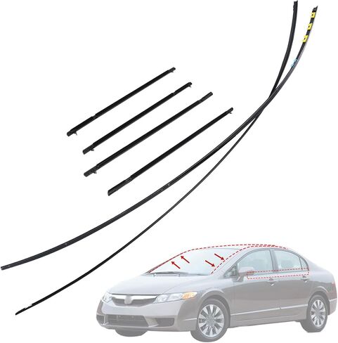73158-SNA-013, 73168-SNA-013, 1 Pair Drip Side Molding Fit for Honda Civic 2006 2007 2008 2009 2010 2011 Left & Right Roof Molding Side Set w/Weatherstrip Window Molding Trim Seal Belt in Saudi Arabia