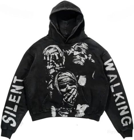 Y2K hip-hop retro hoodie, casual letter printed skull fashion sports pullover, couple Harajuku clothing in Saudi Arabia