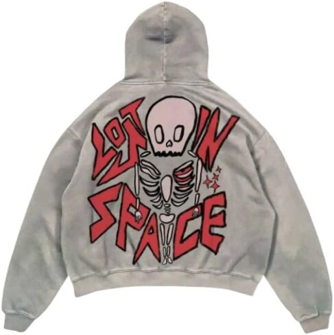 Y2K hip-hop retro hoodie, casual letter printed skull fashion sports pullover, couple Harajuku clothing in Saudi Arabia