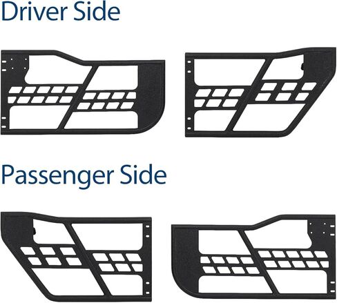 أبواب درب أنبوبي للطرق الوعرة مع مرآة رؤية جانبية متوافقة مع 2018-2026 Wrangler JL JLU & Gladiator JT 4 أبواب - مجموعة من 4 أبواب نصف أنبوبية سميكة للمغامرة in Kuwait