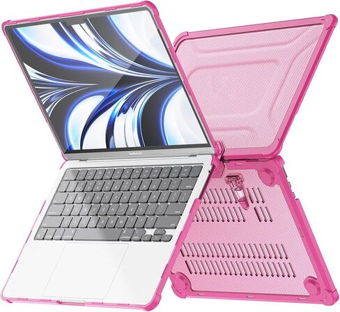 for M2 MacBook Air 13.6 inch 2022 Release A2681 Model Case, Dual Layer Transport Hard Full Protective Case with Kicstand + Mouse Pad(Rose Red) in Saudi Arabia