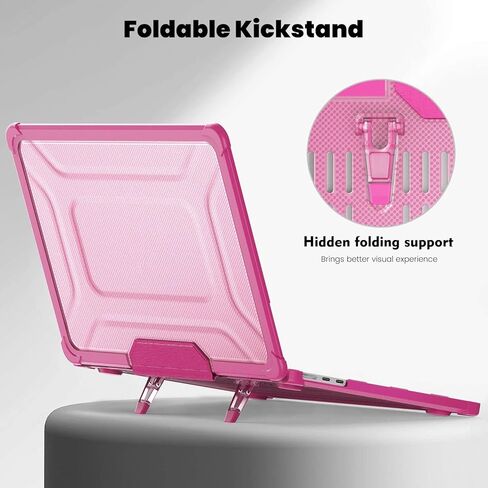 for M2 MacBook Air 13.6 inch 2022 Release A2681 Model Case, Dual Layer Transport Hard Full Protective Case with Kicstand + Mouse Pad(Rose Red) in Saudi Arabia