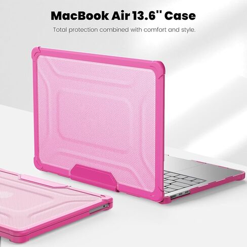 for M2 MacBook Air 13.6 inch 2022 Release A2681 Model Case, Dual Layer Transport Hard Full Protective Case with Kicstand + Mouse Pad(Rose Red) in Saudi Arabia