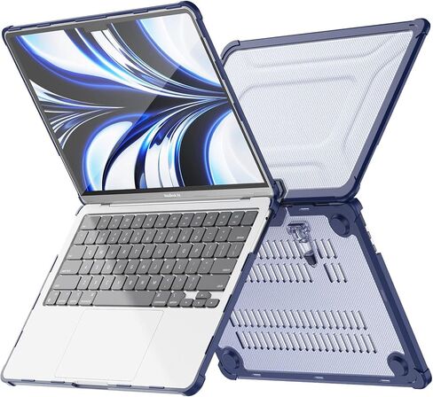 حافظة طراز M2 MacBook Air مقاس 13.6 بوصة إصدار 2022 طراز A2681، حافظة حماية كاملة صلبة للنقل بطبقة مزدوجة مع مسند + لوحة ماوس (أحمر وردي) in Kuwait