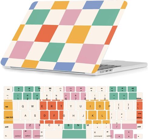 Laptop Shell Compatible with MacBook Air 13 Inch Case M1 Chip 2021-2018 Model A1932 A2179 A2337, Plastic Computer Cover and Keyboard Flim for New Version Air 13.3 Inch, Checkered Plaid in Kuwait