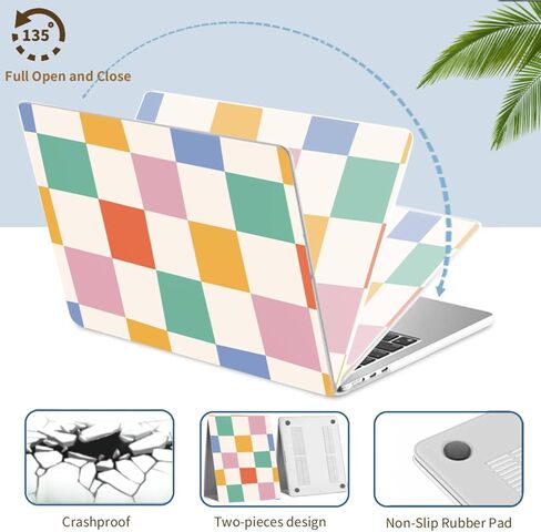 Laptop Shell Compatible with MacBook Air 13 Inch Case M1 Chip 2021-2018 Model A1932 A2179 A2337, Plastic Computer Cover and Keyboard Flim for New Version Air 13.3 Inch, Checkered Plaid in Kuwait