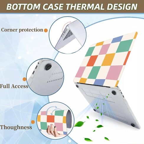 Laptop Shell Compatible with MacBook Air 13 Inch Case M1 Chip 2021-2018 Model A1932 A2179 A2337, Plastic Computer Cover and Keyboard Flim for New Version Air 13.3 Inch, Checkered Plaid in Kuwait