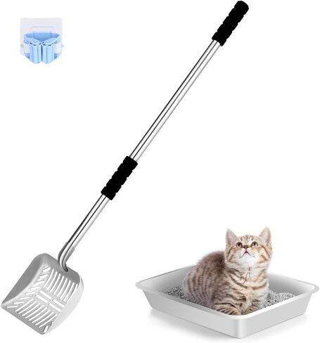 Metal Cat Litter Scoop, Removable Stainless Steel,No Bending Back Heavy Duty Cat Litter Scoop,Non-Stick Long Handle Cat Litter Scooper,Multi-Cat Households in Kuwait