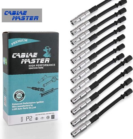 High Performance Racing 2KΩ Spark Plug Wires Compatible with Mercedes-Benz C240 C320 E320 ML350 SLK320 CLK320 ML320 S350 Chrysler Crossfire 2.6L 2.8L 3.2L 3.7L V6 12 Wires 1998-2008 in Kuwait