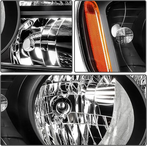 Fits for 2009-2011 Honda Pilot Headlight Assembly,Halogen Headlamp Replacement Driver Passenger Side Black Housing Amber Reflector #HO2518125 33150-SZA-A01 HO2519125 33100-SZA-A01 in Kuwait