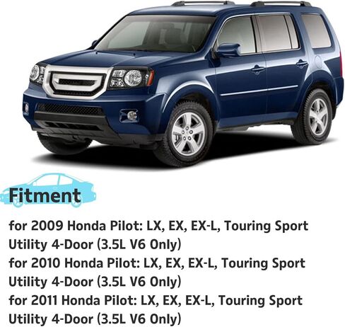 Fits for 2009-2011 Honda Pilot Headlight Assembly,Halogen Headlamp Replacement Driver Passenger Side Black Housing Amber Reflector #HO2518125 33150-SZA-A01 HO2519125 33100-SZA-A01 in Kuwait