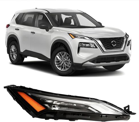 PENSUN Headlights Assembly Fit for 2021 2022 2023 Nissan Rogue, Headlamp Assembly Pair Replacement, Clear Lens Amber Reflector, Left Driver Side in Kuwait
