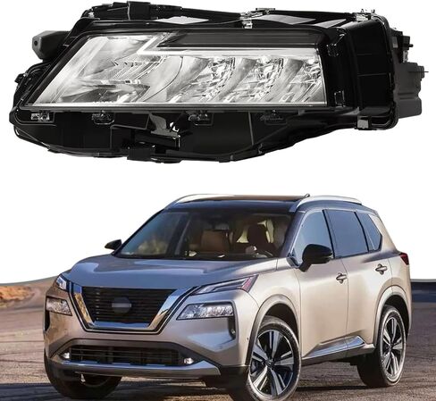 مجموعة المصابيح الأمامية PENSUN مناسبة لـ 2021 2022 2023 Nissan Rogue، استبدال زوج مجموعة المصابيح الأمامية، عاكس كهرماني شفاف للعدسة، جانب السائق الأيسر in Kuwait