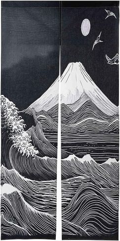 Noren Japanese Style Doorway Curtain with a Picture of Mt.Fuji Mountain Fuji Ukiyoe Printed on it (pattern2) in Kuwait