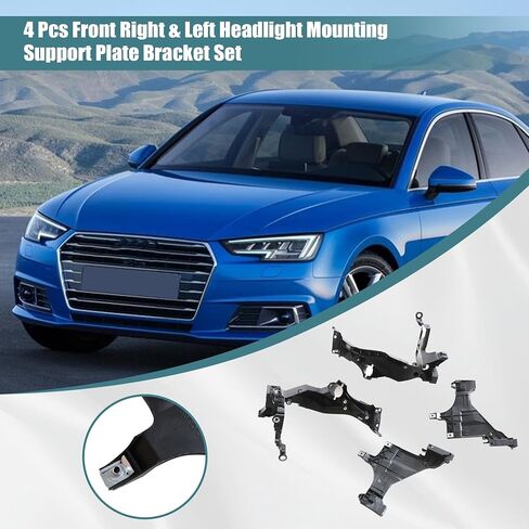 GXARTS 4 Pcs Front Right & Left Headlight Mounting Support Plate Bracket Set Compatible with Audi A4 S4 2013 2014 2015 Headlight Guide Support Bracket Replace 8T0941453B in Saudi Arabia