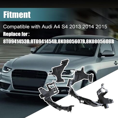 GXARTS 4 Pcs Front Right & Left Headlight Mounting Support Plate Bracket Set Compatible with Audi A4 S4 2013 2014 2015 Headlight Guide Support Bracket Replace 8T0941453B in Saudi Arabia