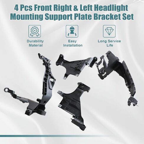 GXARTS 4 Pcs Front Right & Left Headlight Mounting Support Plate Bracket Set Compatible with Audi A4 S4 2013 2014 2015 Headlight Guide Support Bracket Replace 8T0941453B in Saudi Arabia