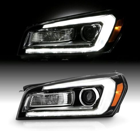 AKKON - Fit 2013-2016 GMC Acadia 2017 Limited [HID/Xenon Model فقط] جهاز عرض أسود للمصابيح الأمامية للسائق + الركاب مع [أنبوب LED] موقف سيارات in Kuwait